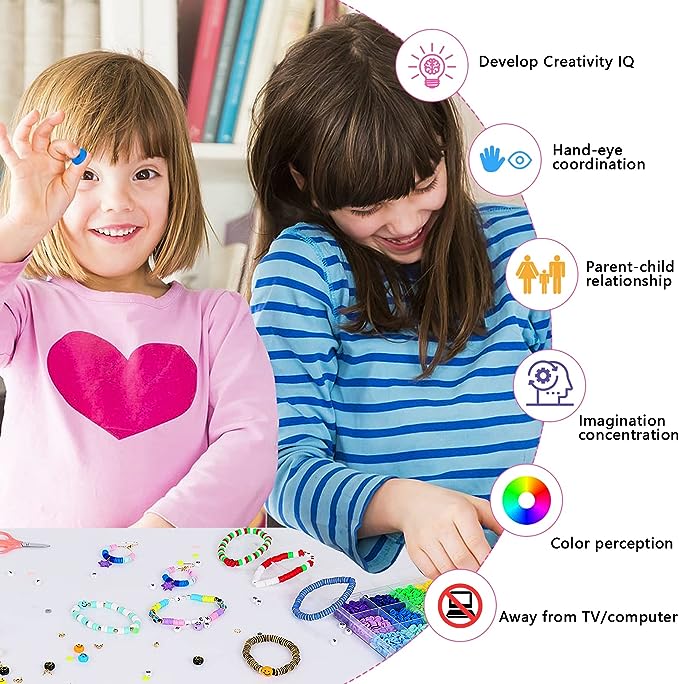 28 Colors 6380pcs 6mm Flat Round Heishi Polymer Clay Jewelry Making Kit Bead Smiley Face Beads Set TheliCraft