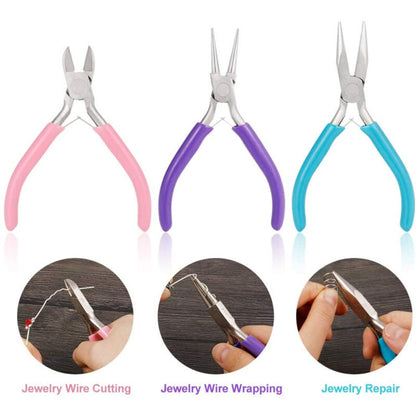 3pcs Jewellery Making Pliers Round Nose Pliers Beading DIY Wire Cutters Combo Tool TheliCraft