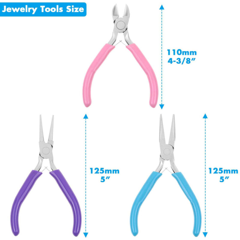 3pcs Jewellery Making Pliers Round Nose Pliers Beading DIY Wire Cutters Combo Tool TheliCraft