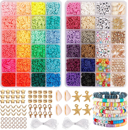 36 Colors 5000pcs Clay Beads Heishi Polymer Flat Round Clay Beads Jewelry Making Kit TheliCraft