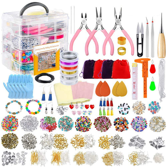 4-layer 2880Pcs Beads Charms Findings Beading Wire Kit For DIY Bracelets Necklace Earrings Deluxe Jewelry Making Supplies Kit TheliCraft