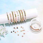 Golden & Diamond Beads Pink White Clay Beads Kit For DIY jwellery Making Clay Beads Bracelet Kit TheliCraft