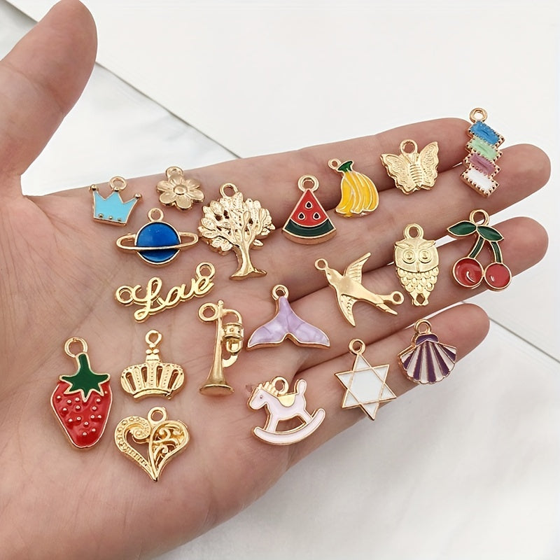 50Pcs Mixed Cartoon Animal Tree Enamel Creative Charms Exquisite Beads TheliCraft