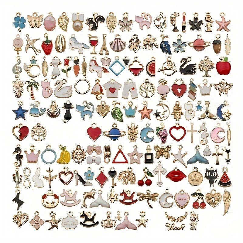 50Pcs Mixed Cartoon Animal Tree Enamel Creative Charms Exquisite Beads TheliCraft