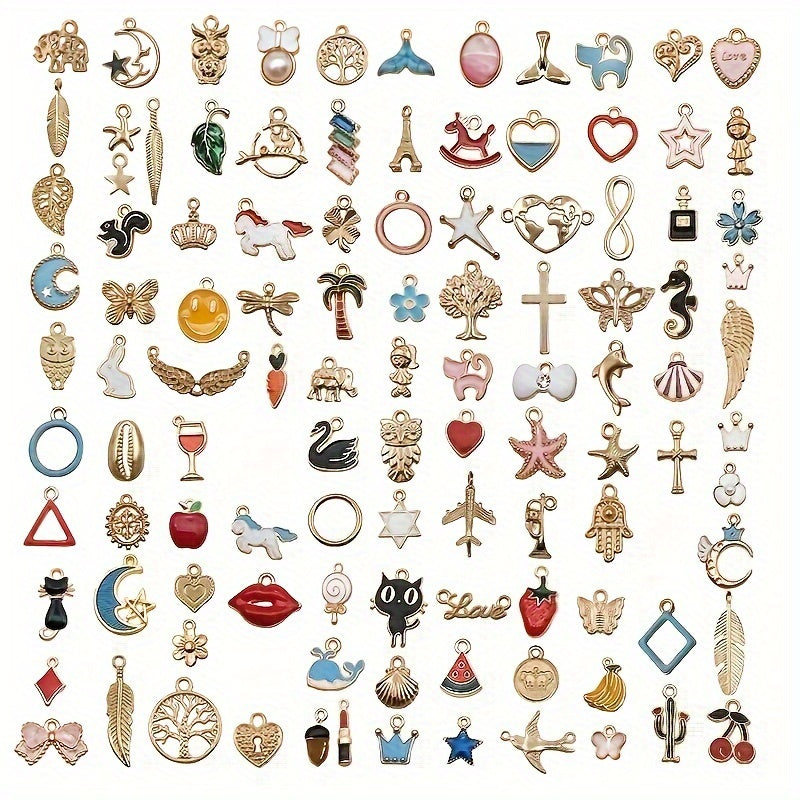 50Pcs Mixed Cartoon Animal Tree Enamel Creative Charms Exquisite Beads TheliCraft