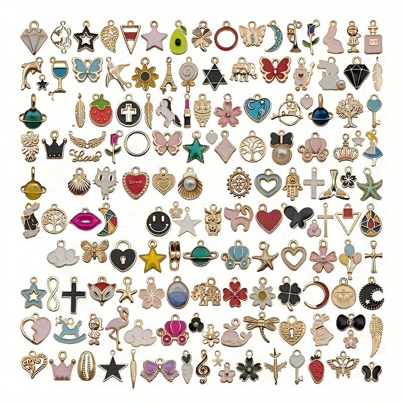 50Pcs Mixed Cartoon Animal Tree Enamel Creative Charms Exquisite Beads TheliCraft