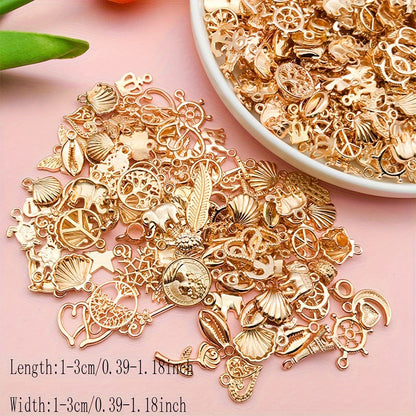 50pcs Metal Mixed Golden Alloy Charms For DIY Bracelet Necklace Jewelry Making Findings TheliCraft