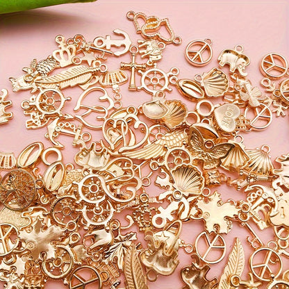 50pcs Metal Mixed Golden Alloy Charms For DIY Bracelet Necklace Jewelry Making Findings TheliCraft