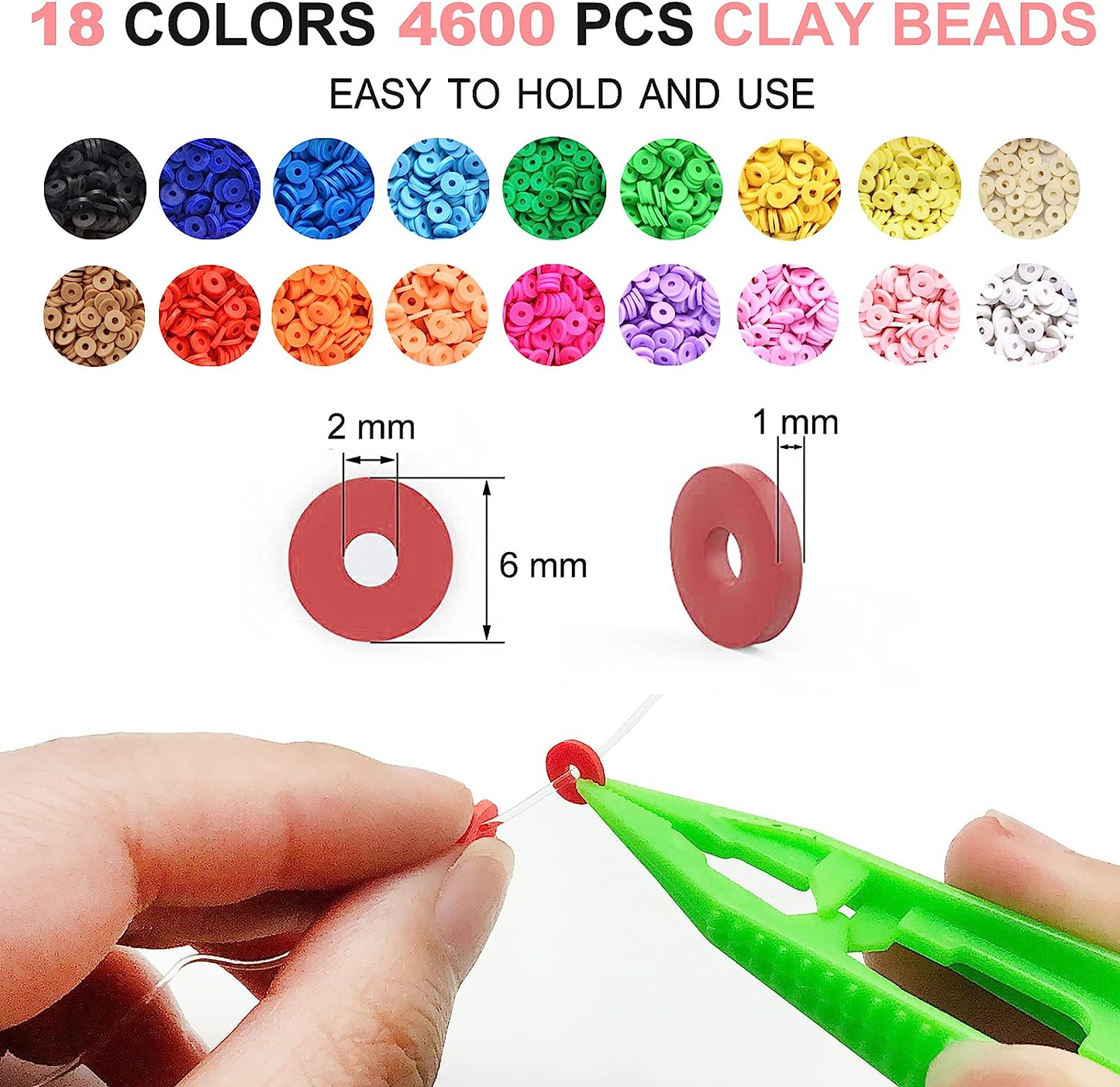 5100pcs 6mm 18 Colours Flat Round Heishi Ceramics Polymer Clay Bead Alphabet Beads Jewelry Making Kit TheliCraft