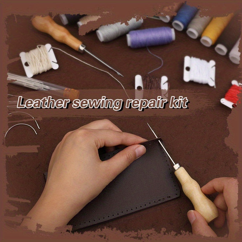 52 Pcs Leather Sewing Kit Upholstery Repair Sewing Tools With Stitching Set TheliCraft