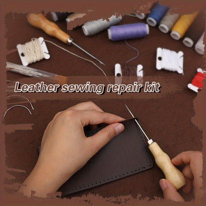 52 Pcs Leather Sewing Kit Upholstery Repair Sewing Tools With Stitching Set TheliCraft