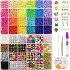 7860pcs 28 Colors Jewelrymaking kit for kids 6mm Flat Round Clay Alphabet Beads TheliCraft