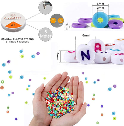 7860pcs 28 Colors Jewelrymaking kit for kids 6mm Flat Round Clay Alphabet Beads TheliCraft