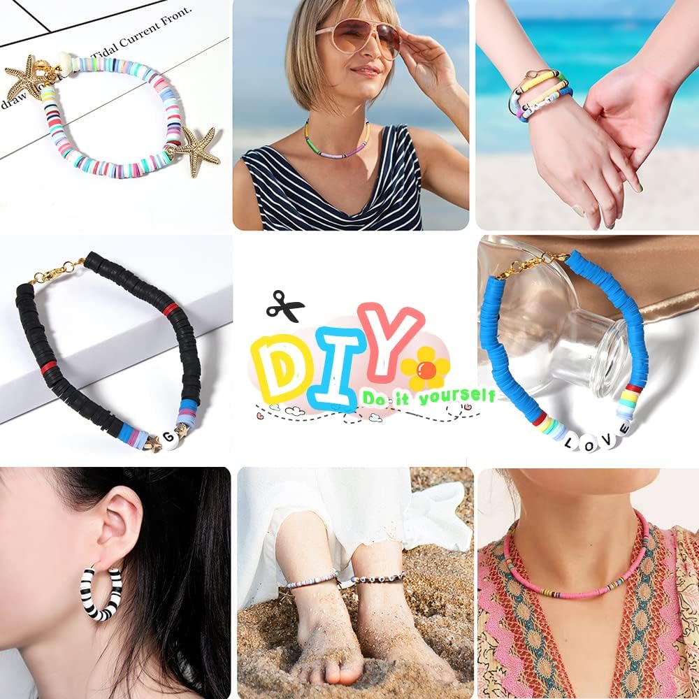 7860pcs 28 Colors Jewelrymaking kit for kids 6mm Flat Round Clay Alphabet Beads TheliCraft