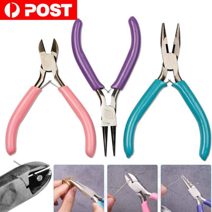 3pcs Jewellery Making Pliers Round Nose Pliers Beading DIY Wire Cutters Combo Tool TheliCraft