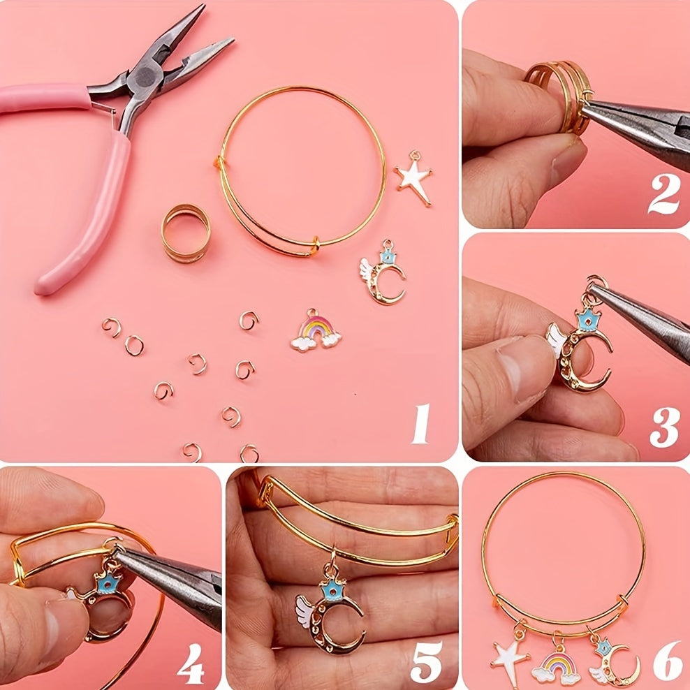 Charm Pendant Bracelet Set, Adjustable Bracelet, Colorful Charm Pendant, Jumping Circle TheliCraft