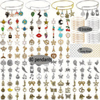 Charm Pendant Bracelet Set, Adjustable Bracelet, Colorful Charm Pendant, Jumping Circle TheliCraft