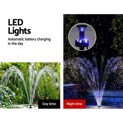 Gardeon Solar Pond Pump with Battery LED Lights 4.4FT