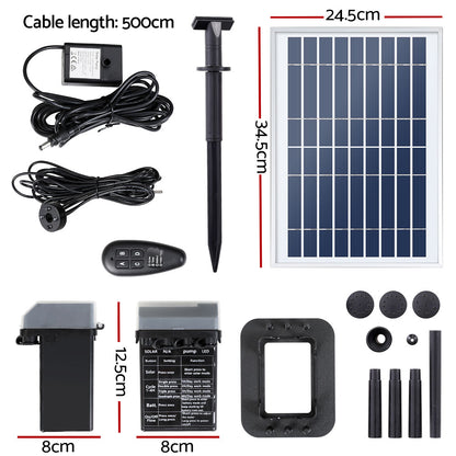 Gardeon Solar Pond Pump with Battery Kit LED Lights 5.2FT