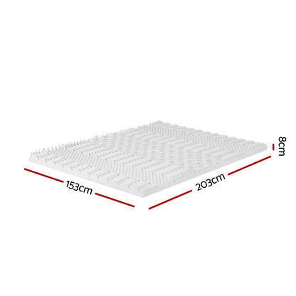 Giselle Bedding Memory Foam Mattress Topper 7-Zone Airflow Pad 8cm Queen White