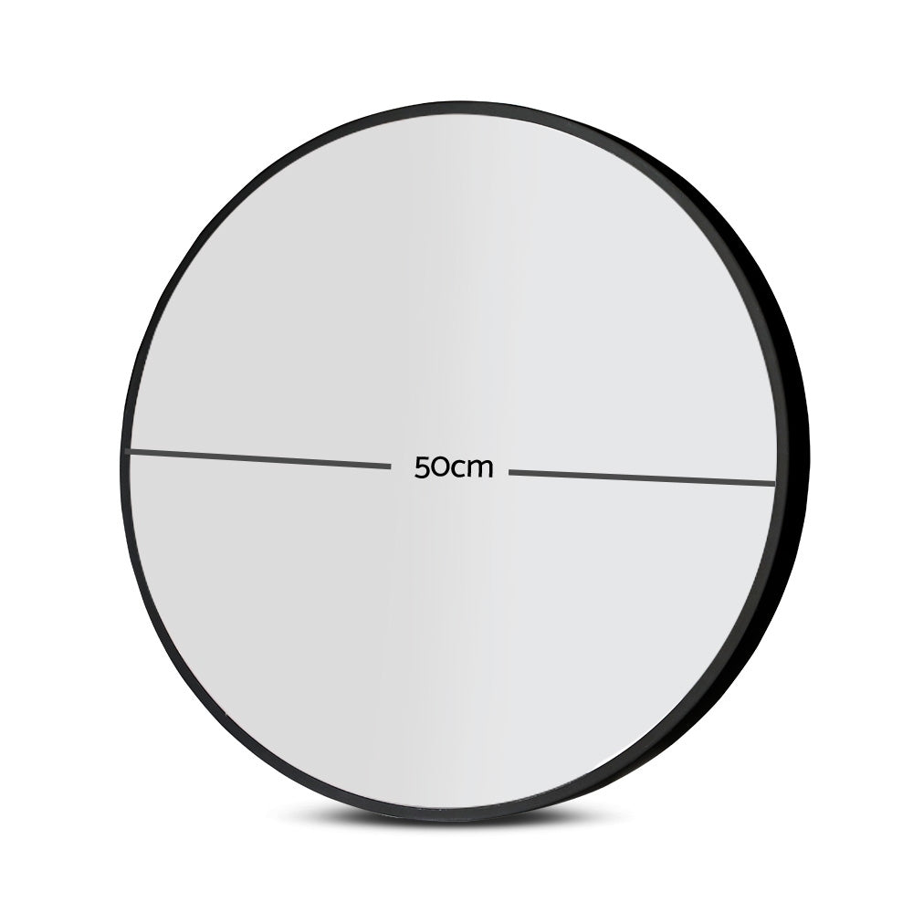 Embellir Wall Mirror Makeup 50cm Home Decor Framed Mirrors Bathroom Round Black