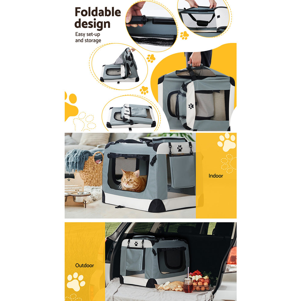 i.Pet Pet Carrier Soft Crate Dog Cat Travel 70x52CM Portable Foldable Car Large