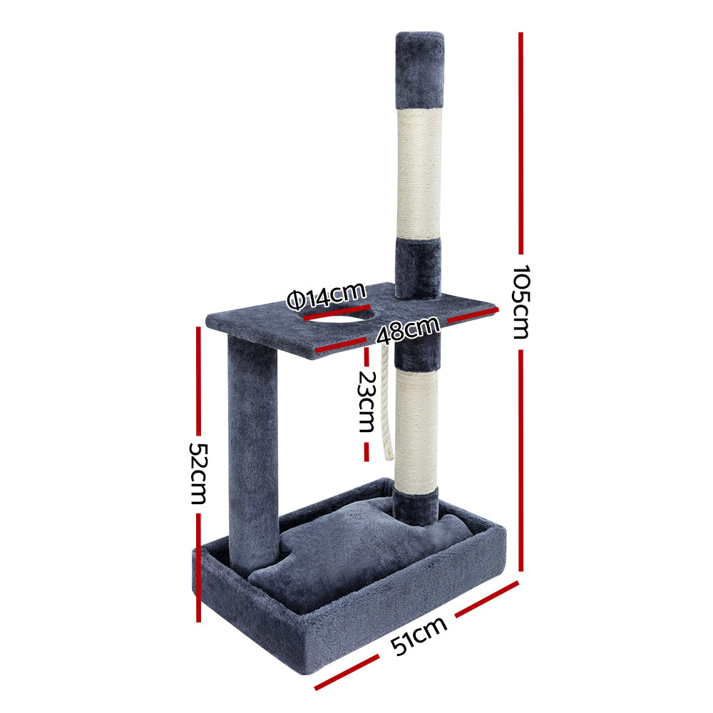 i.Pet Cat Tree 102cm Scratching Post Tower Scratcher Condo House Board Grey