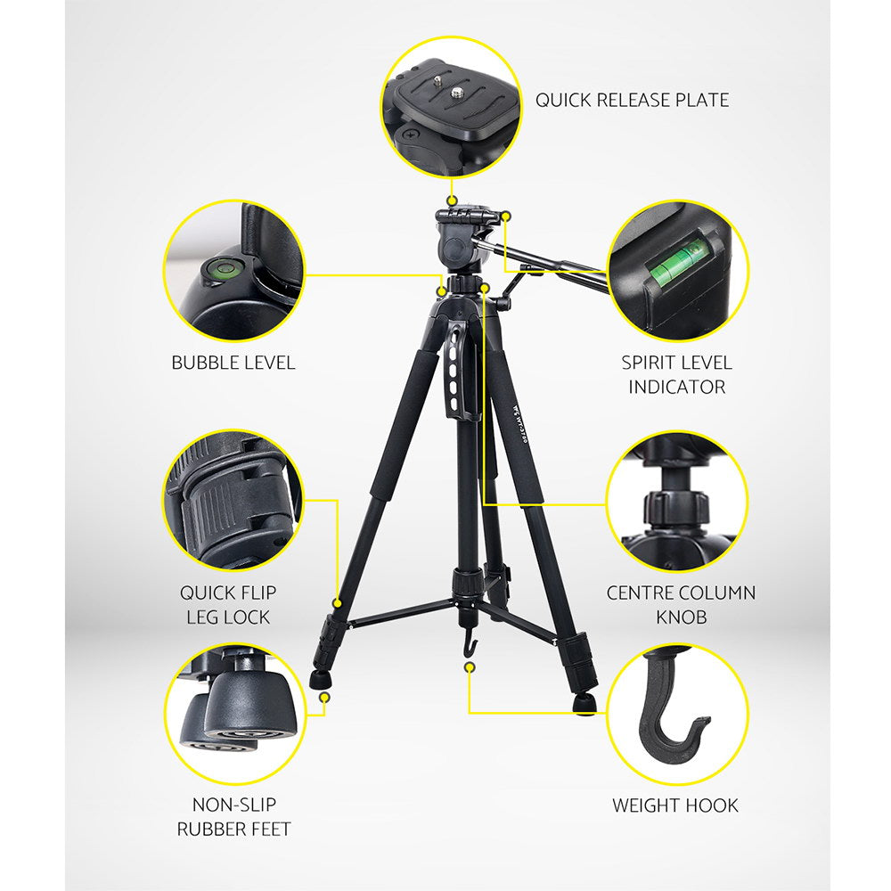 Weifeng Professional Camera Tripod Monopod Stand DSLR Pan Head Mount Flexible