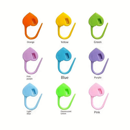 100 Pcs Heart Shape Colorful Small Pins Mini Button Plastic Positioning Knitting Mark Hand DIY Marking Crocheting Tools TheliCraft