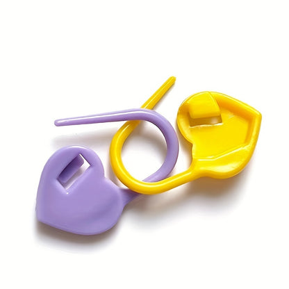 100 Pcs Heart Shape Colorful Small Pins Mini Button Plastic Positioning Knitting Mark Hand DIY Marking Crocheting Tools TheliCraft