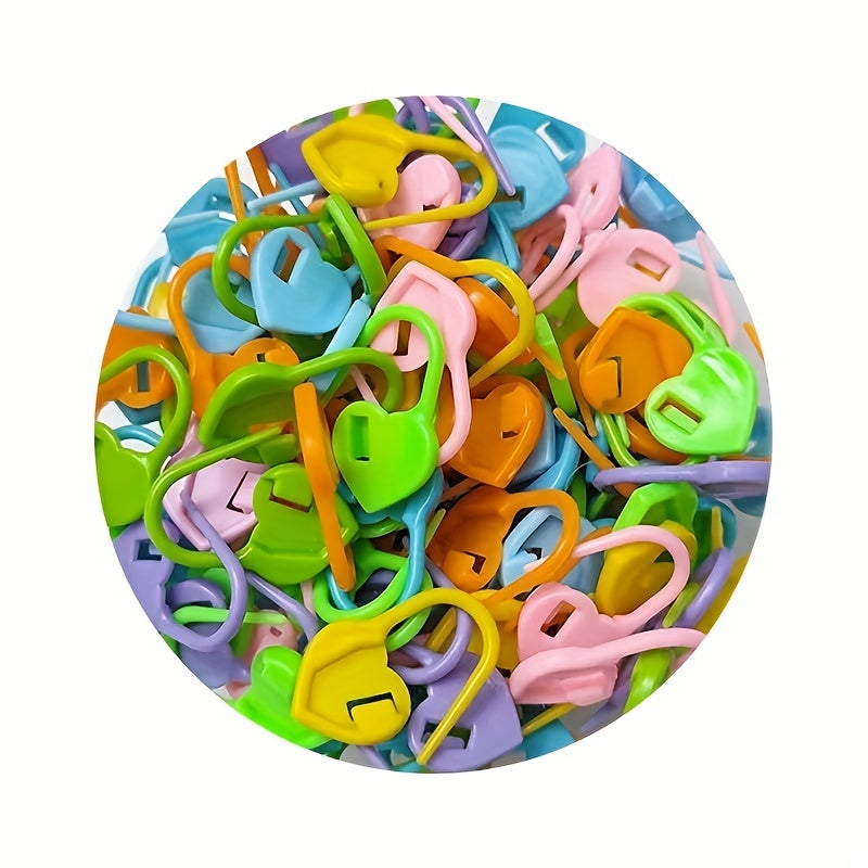100 Pcs Heart Shape Colorful Small Pins Mini Button Plastic Positioning Knitting Mark Hand DIY Marking Crocheting Tools TheliCraft