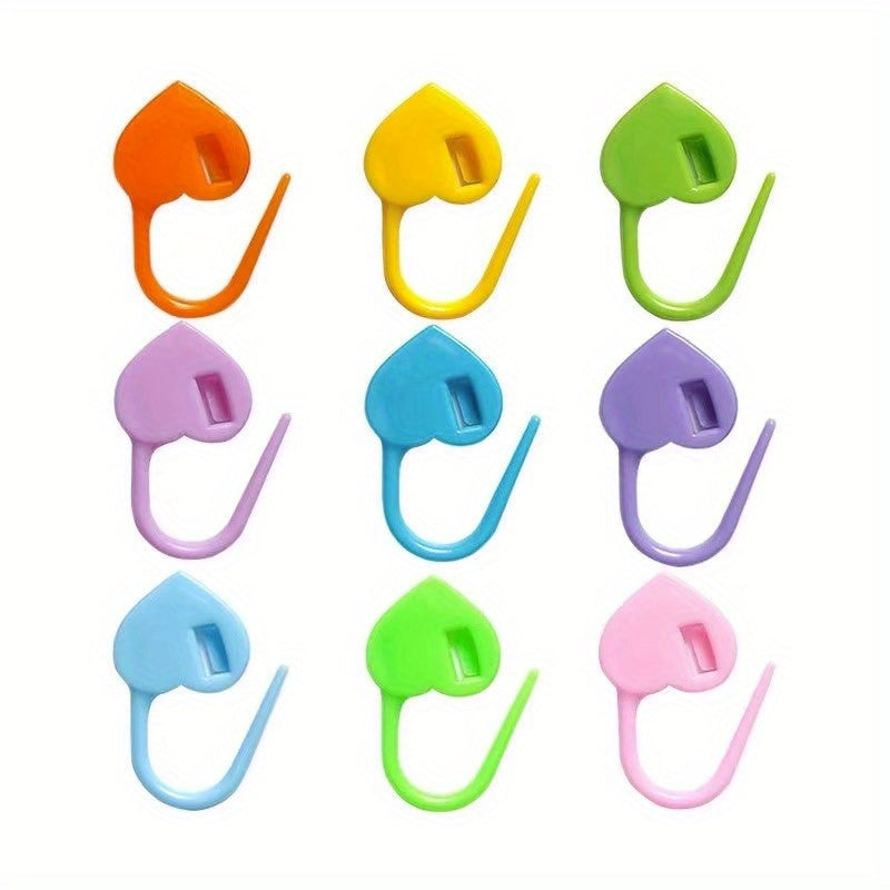 100 Pcs Heart Shape Colorful Small Pins Mini Button Plastic Positioning Knitting Mark Hand DIY Marking Crocheting Tools TheliCraft