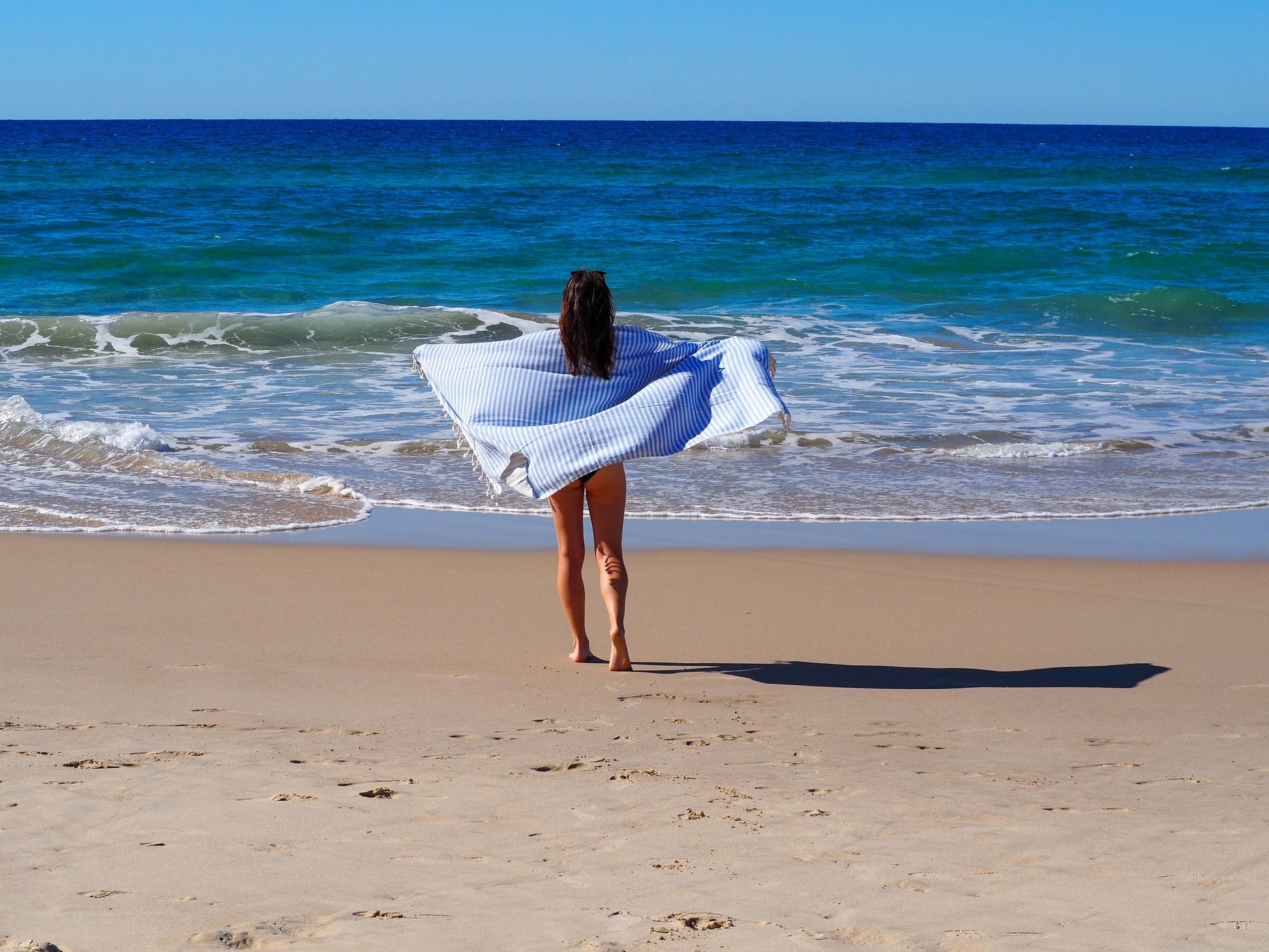 PORTSEA TURKISH COTTON TOWEL - SKY BLUE