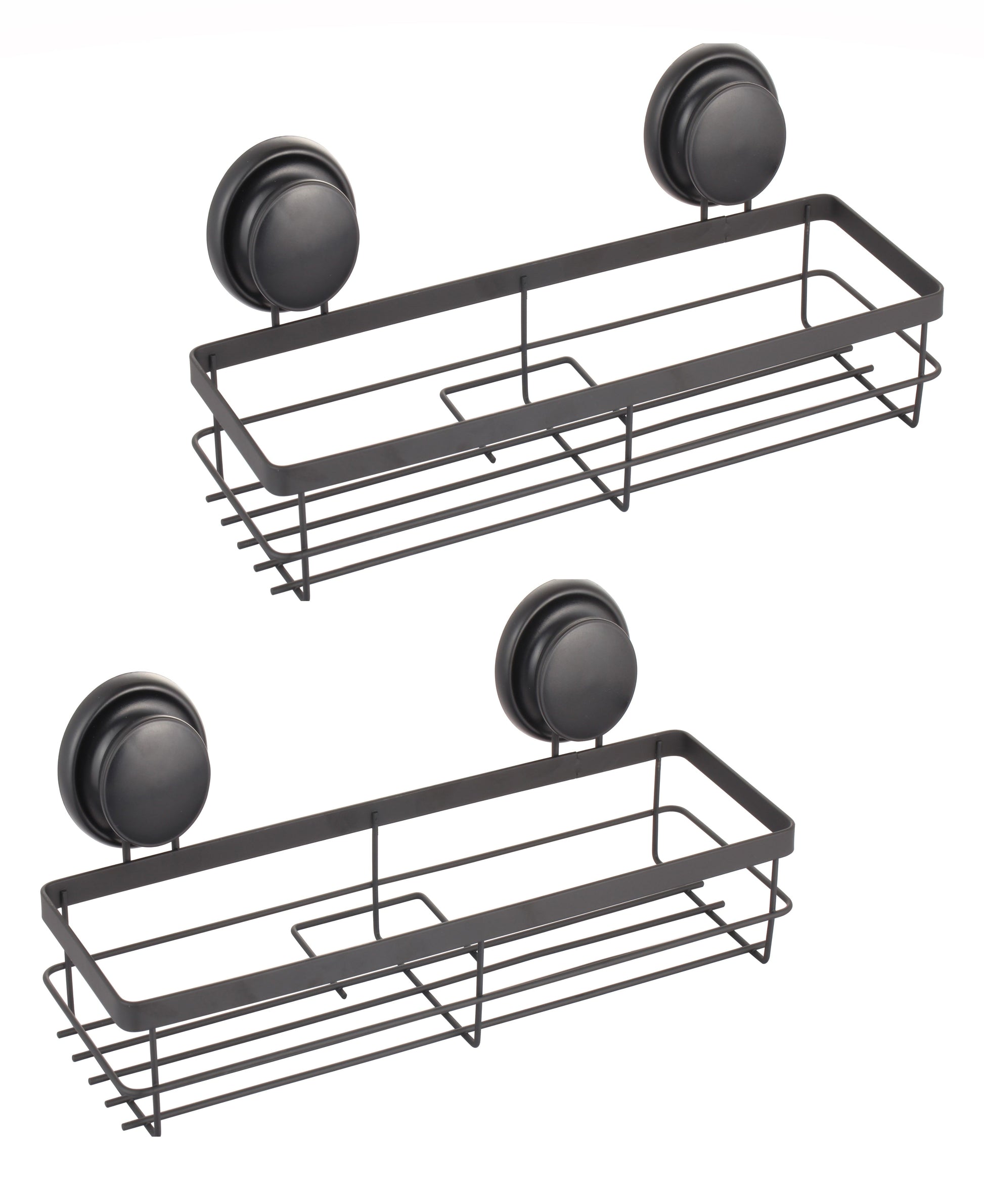 2 Pack Rectangular Corner Shower Caddy Shelf Basket Rack with Premium Vacuum Suction Cup No-Drilling for Bathroom and Kitchen