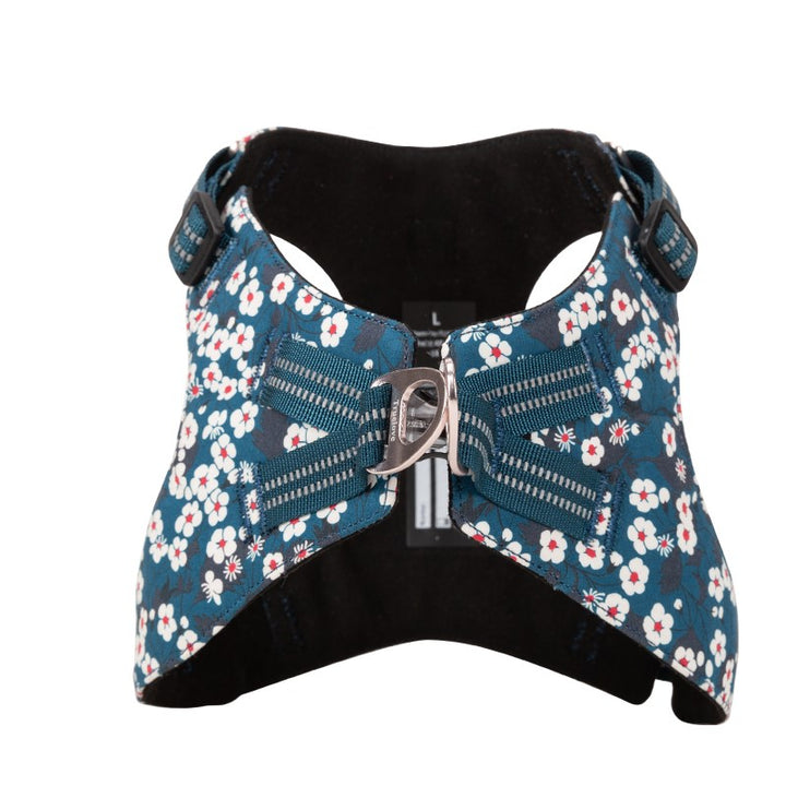 Floral Doggy Harness Saxony Blue L