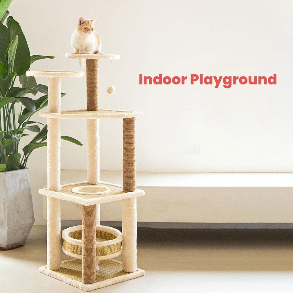 Floofi 120cm 5 Layer Cat Condo Cat Tree Beige FI-CT-151-MM