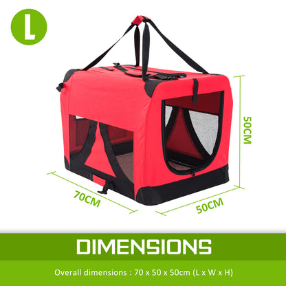 Paw Mate Red Portable Soft Dog Cage Crate Carrier L