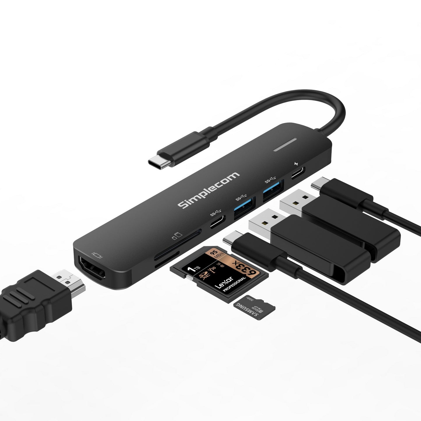 Simplecom CHT570 USB-C SuperSpeed 7-in-1 Multiport Hub Adapter HDMI 2.0 Docking Station