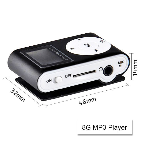 Mini Clip 16G MP3 Music Player With USB Cable & Earphone Black