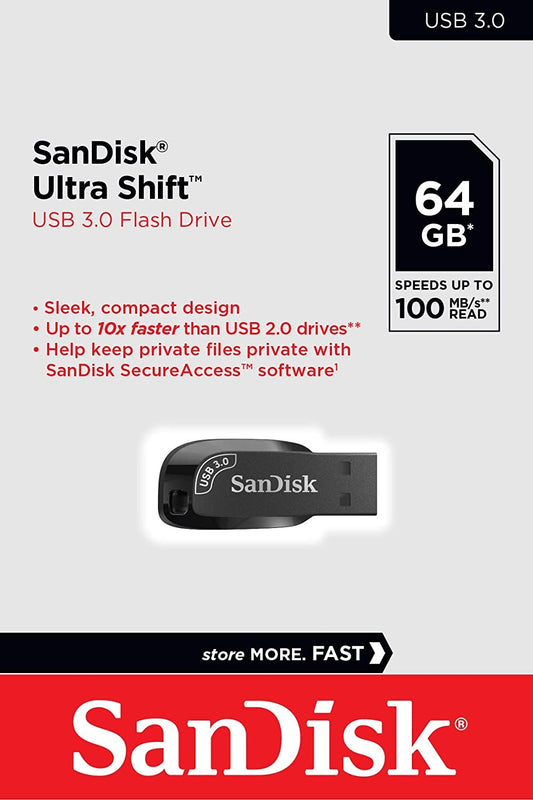 SanDisk 64GB Ultra Shift USB 3.0 Flash Drive SDCZ410-064G-G46