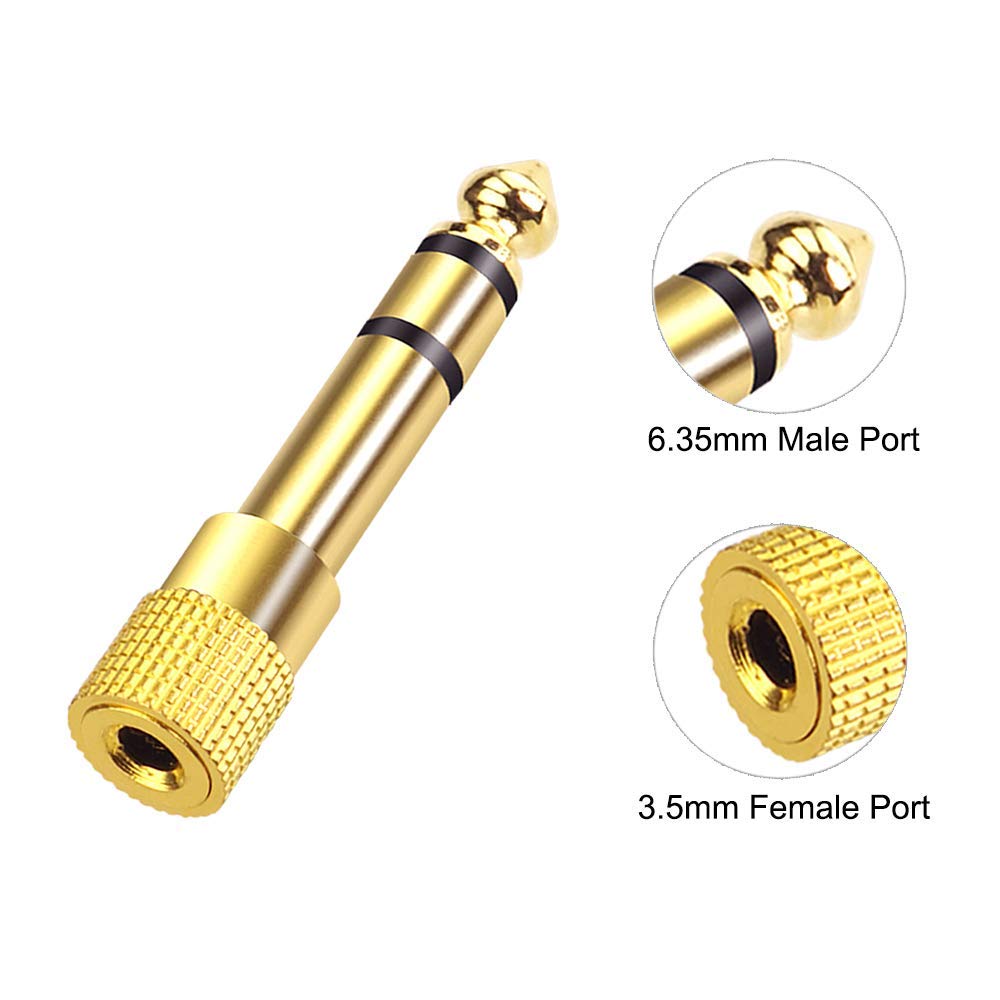 3.5mm Stereo Female to 6.35mm Male Stereo Audio Jack Adapter for Aux Cable Guitar Amplifier Headphone