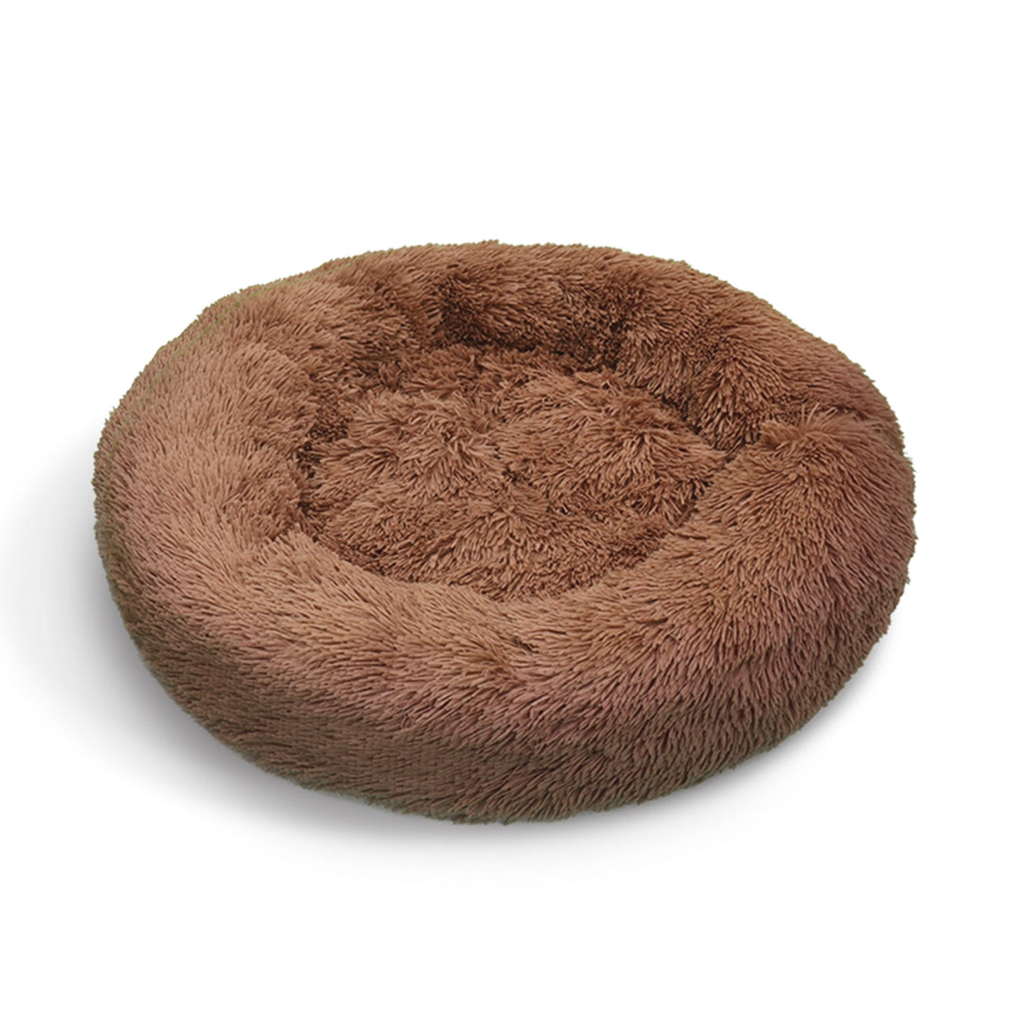 Pet Dog Bed Bedding Warm Plush Round Soft Dog Nest Light Coffee XL 100cm