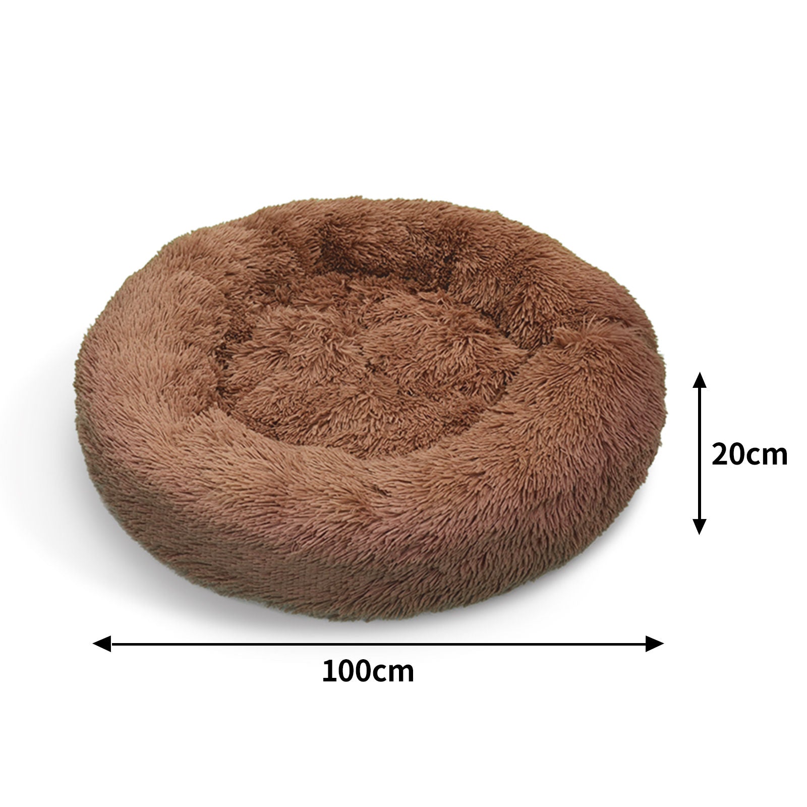 Pet Dog Bed Bedding Warm Plush Round Soft Dog Nest Light Coffee XL 100cm