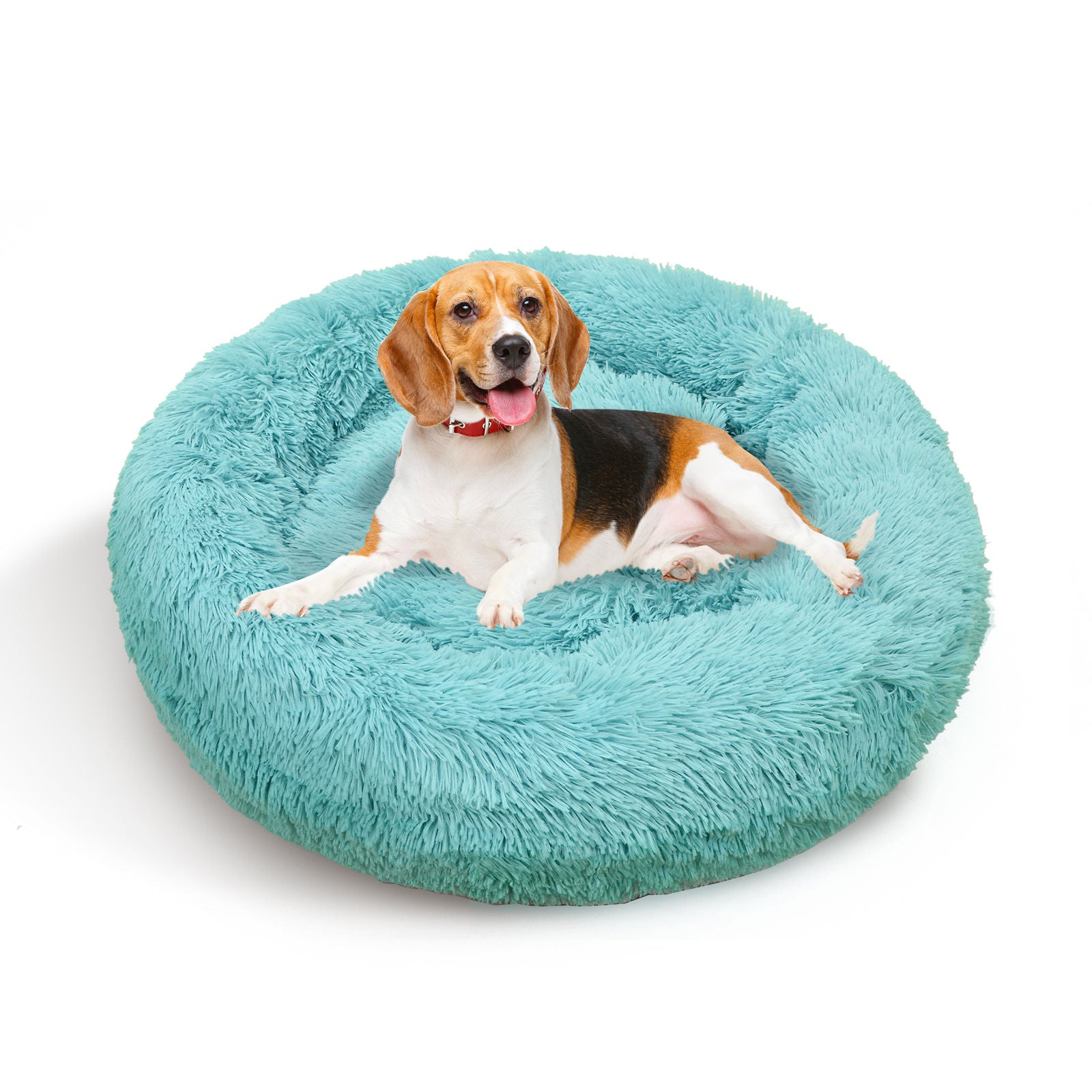 Pet Dog Bedding Warm Plush Round Comfortable Nest Comfy Sleeping kennel Green Large 90cm