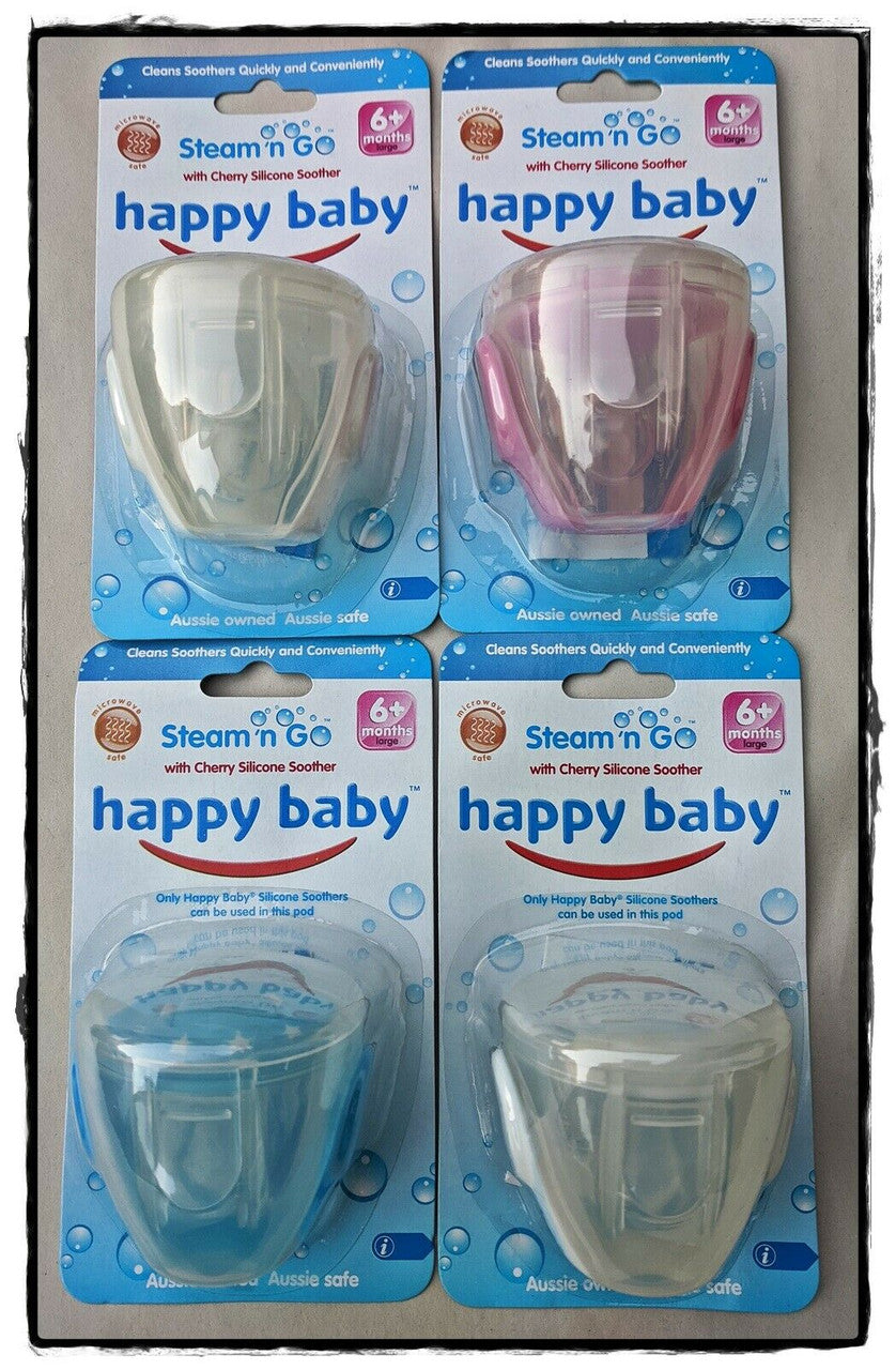 4 Pack - Happy Baby Steam n Go Cherry Silicone Soother